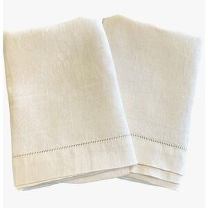 Unbranded Damask Linen Hand Towels White Cherub Floral Set of 2 Vintage 18x36‎